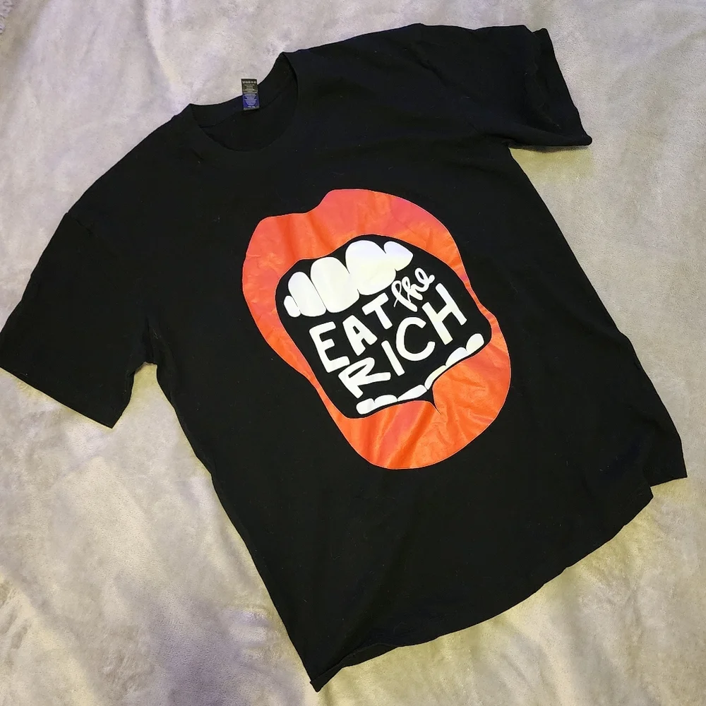 *NWOT* Mens XL Black Tshirt Eat The Rich - Picture 2 of 5